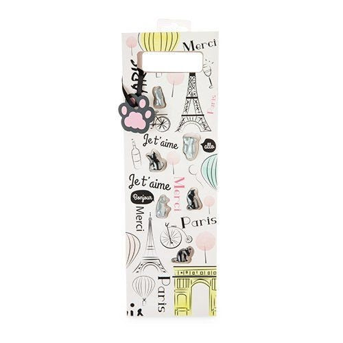 Gift Wine Bag- Cats in Paris (includes 6 wine glass markers)